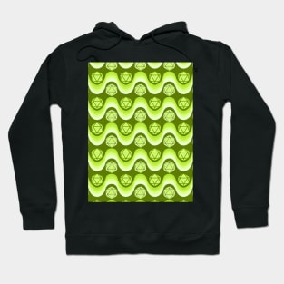 Retro Inspired D20 Dice and Color Wave Seamless Pattern - Lime Green Hoodie